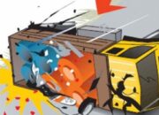 Truk Pembawa Pasir Terguling di Kiambang