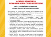 Disdik Sumbar Liburkan SMA/SMK/SLB Akibat Cuaca Ekstrem